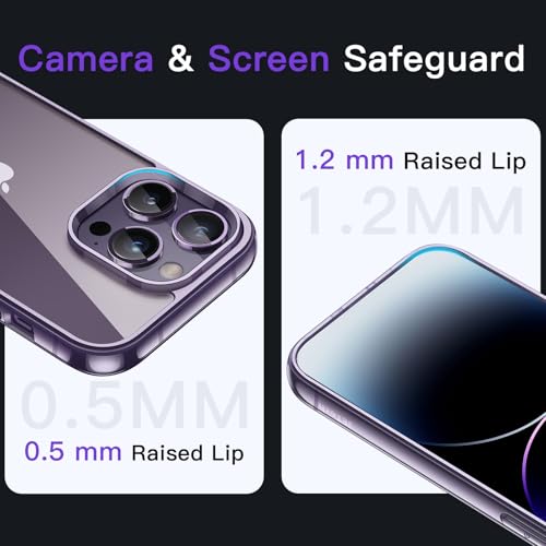 JETech Case for iPhone 14 Pro 6.1-Inch, Non-Yellowing Shockproof Phone Bumper Cover, Anti-Scratch Clear Back (Deep Purple) - color: Deep Purple, size: iPhone 14 Pro