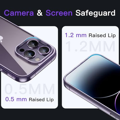 JETech Case for iPhone 14 Pro 6.1-Inch, Non-Yellowing Shockproof Phone Bumper Cover, Anti-Scratch Clear Back (Deep Purple) - color: Deep Purple, size: iPhone 14 Pro