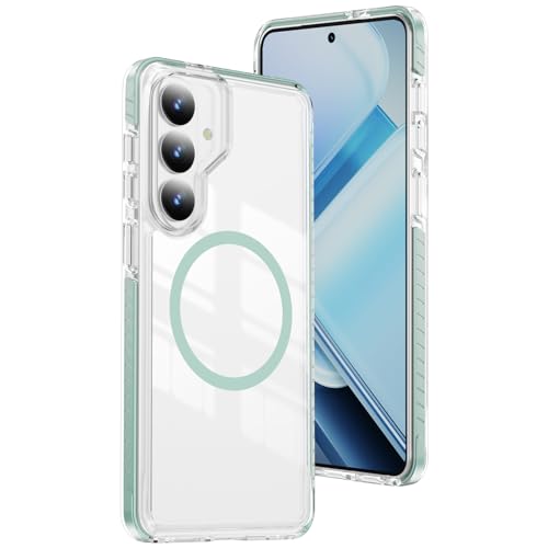 DEERLAMN Magnetic Clear Case for Samsung Galaxy S26 Plus/S25 Plus 6.7-Inch,[Fit for Magsafe][Military Grade Drop Protection] Transparent Slim Fit Non-Yellowing Shockproof Protective Phone Cover,Green - color: Green, size: for Samsung Galaxy S26 Plus