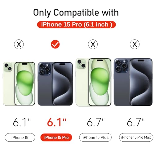 ivoler 3 Pieces Tempered Glass Screen Protector for iPhone 15 Pro 6.1 Inch with 3 Pieces Rear Camera Protector, Easy Installation Tool, 9H Hardness, Anti-Scratch, Bubble-Free - size: iPhone 15 Pro 6.1 Pouces