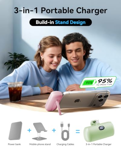 [2-Pack]Portable Charger USB C for iPhone 18/17/16/15 Series,Pink&Green - color: Pink&Green