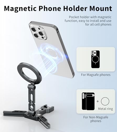 Magnetic Phone Tripod Stand for MagSafe,Aluminum Foldable Phone Holder