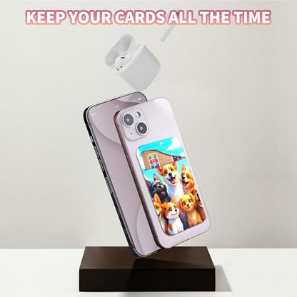 Phone Credit Card Holder Stick on, Cell Phone Pocket Self Adhesive Stretchy Stick on Wallet ID Credit Card Case Pouch Sleeve with Flap for All Smartphones, Blue Sky Seven - color: Blue Sky Seven