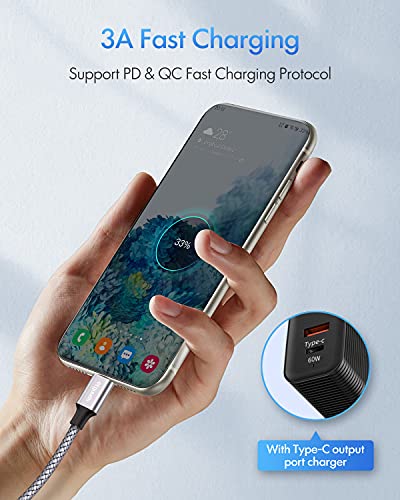 etguuds USB C to USB C Cable 6ft, 2-Pack 60W C to C Cable Fast Charging - color: Gray, size: 6ft