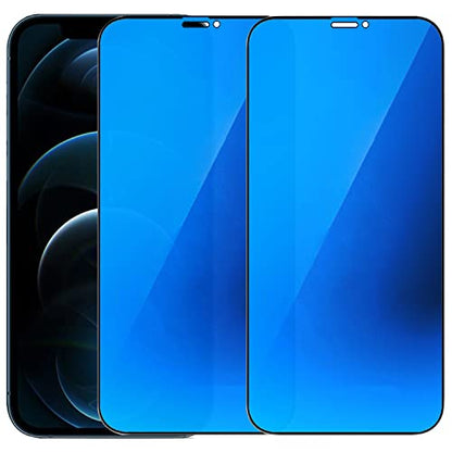 2 Pack Anti-Blue Privacy Tempered Glass Suit for iPhone 12 Pro Max Mirror Anti-Spy Screen Protector Anti-Peeping Film Electroplated 9H Hardness Anti-scratch 6.7 inch (Blue) - size: For iPhone 12 Pro Max