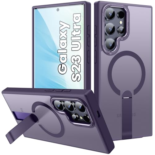 for Samsung S23-Ultra Case, Strong Magnetic Compatible with MagSafe for 23 Ultra Phone Case, Built-in Invisible Metal Kickstand, Matte Translucent Slim Cell Phone Case for S 23 Ultra, Purple - color: Purple, size: Galaxy S23 Ultra 6.8"