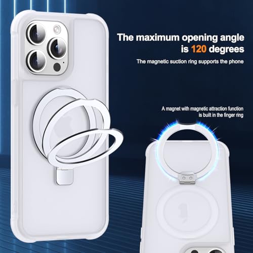 SKYLMW Compatible with iPhone 14 Pro Case with Stand,Translucent | iPhone 14 Pro Phone Case 6.1",Magnetic Ring Stand,Compatible with MagSafe,Military-Grade Protection,Great Grip Feeling - color: Translucent, size: Iphone 14 Pro