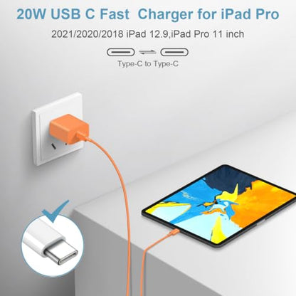 10FT iPhone 17 16 15 Charger Fast Charging USB C Charger Block - color: Orange, size: 10FT