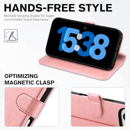 TUCCH Wallet Case for iPhone Air (6.5") 2025, 4 Card Holders, Rose Gold | RFID Blocking, Viewing Stand, Shockproof TPU Shell, PU Leather, Magnetic Closure, Protective Folio Flip Cover - color: Rose Gold