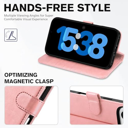 TUCCH Wallet Case for iPhone Air (6.5") 2025, 4 Card Holders, Rose Gold | RFID Blocking, Viewing Stand, Shockproof TPU Shell, PU Leather, Magnetic Closure, Protective Folio Flip Cover - color: Rose Gold