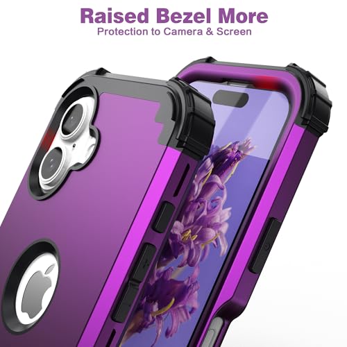 IDweel for iPhone 17 Case with Screen Protector for Men, 3 in 1 Shockproof Slim Fit Hybrid Heavy Duty Hard PC Cover Soft Silicone Bumper Full Body Anti-Fingerprint Case, Dark Purple - color: Dark Purple
