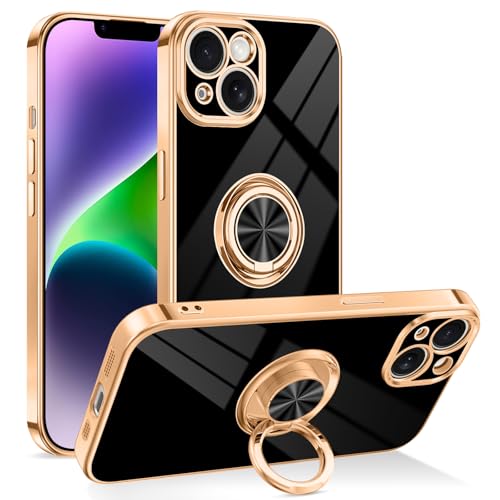 Dinick Black for iPhone 14 Case with Ring Holder Kickstand - color: Black, size: 6.1'' iPhone 14