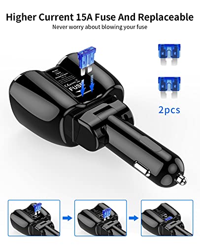 Cigarette Lighter Splitter, SUPERONE 180W 2-Socket Adapter with PD USB-C - color: Black