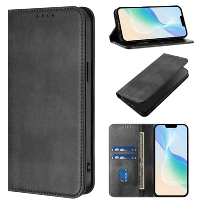 Protective Case Compatible with Galaxy A20E with RFID Blocking, Leather Phone Case Bumper Magnetic Case Leather Cover Card Slot Wallet Shockproof Shell Compatible with Samsung Galaxy A20E/A10E - color: Black