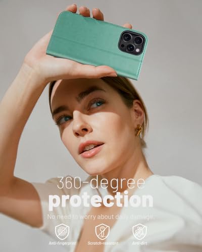 OCASE Compatible with iPhone 16 Pro Wallet Case, PU Leather Flip Folio Case with Card Holders RFID Blocking Kickstand [Shockproof TPU Inner Shell] Phone Cover 6.3 Inch 2024, Green - color: Green