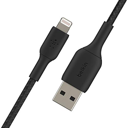 Belkin USB A to Lightning Braided Cable 3.3ft Fast iPhone Charger Cord - color: Black, style: 3.3 ft
