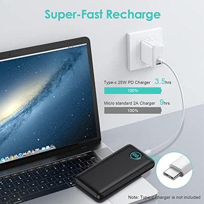 Portable Charger Power Bank 30800mAh LCD Display Power Bank,25W PD Fast Charging +QC 4.0 Quick Phone Charging Power Bank Tri-Outputs Battery Pack Compatible with iPhone,Android etc(Black)