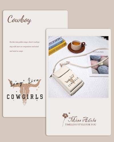 Leather Cell Phone Purse Crossbody Bag for Women | Adjustable Shoulder Strap, Card Slots, Secure Wallet Interior, Cute Pattern Styles, Small Carry for Travel and Daily Use - color: Cowboy
