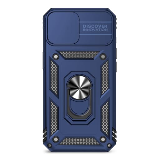 for iPhone 17E / iPhone 16E Case, with Camera Lens Cover HD Screen Protector, Dual Layer Military-Grade Drop Tested Magnetic Ring Holder Kickstand Protective Phone Case for iPhone 16E /17E (Navy Blue) - color: Navy Blue with camera cover Military-Grade 2n