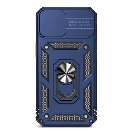 for iPhone 17E / iPhone 16E Case, with Camera Lens Cover HD Screen Protector, Dual Layer Military-Grade Drop Tested Magnetic Ring Holder Kickstand Protective Phone Case for iPhone 16E /17E (Navy Blue) - color: Navy Blue with camera cover Military-Grade 2n