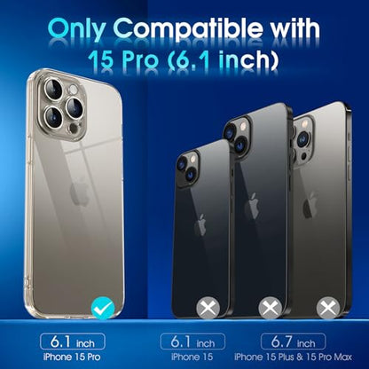 Supdeal Crystal Clear Case for iPhone 15 Pro, [Not Yellowing] [Camera Protection] [Military Grade Drop Tested] Transparent Shockproof Protective Soft Silicone Slim Cover, 6.1 inch, Transparent - color: Transparent, size: iPhone 15 Pro