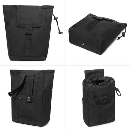 TRIWONDER Tactical Cigarette Pouch Molle Small Military Bag Battery Cigarette Case EDC Utility Card Holder Lighter Slot Mini Cigar Waist Pack - color: 14 Black