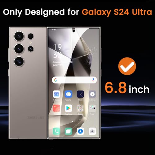 Lesakit 2 Pack Privacy Screen Protector for Samsung Galaxy S24 Ultra 6.8 inch, Anti Spy TPU Flexible Screen Protector [Support Fingerprint ID], True 28°, High Sensitivity, Case Friendly