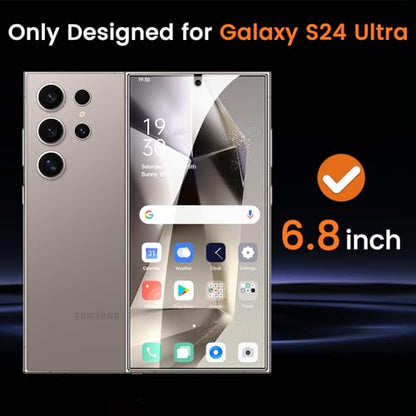 Lesakit 2 Pack Privacy Screen Protector for Samsung Galaxy S24 Ultra 6.8 inch, Anti Spy TPU Flexible Screen Protector [Support Fingerprint ID], True 28°, High Sensitivity, Case Friendly