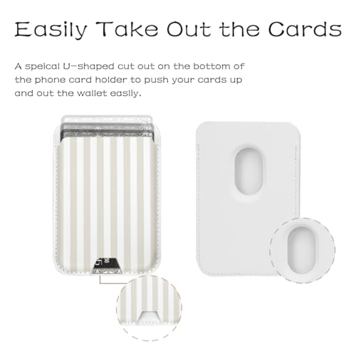 Cute Magnetic Wallet for Magsafe Card Holder,Beige Stripes Lines - color: Beige Stripes Lines
