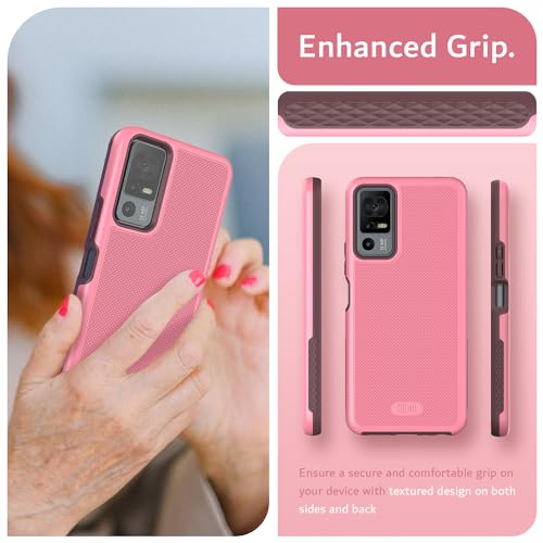 TUDIA MergeGrip for Jitterbug Smart 4 Case T608G, [Military Grade Drop Tested] Shockproof Protection Slim Rugged Dual Layer Heavy Duty Phone Cases for Senior - Smokey Pink - color: Smokey Pink
