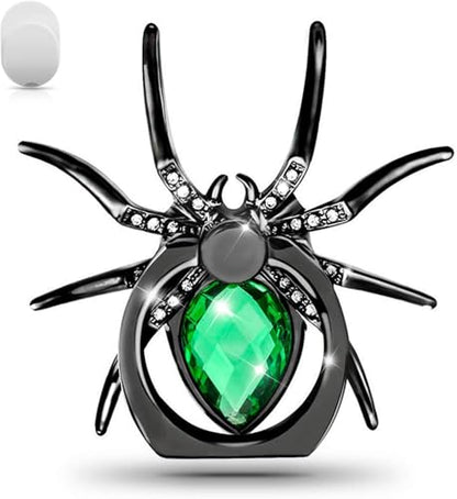 Spider Shape Mobile Ring Holder Stand, 360 Degree Rotation Universal Finger Kickstand with Polished Metal Phone Grip for Cell Phone (Green) - color: Green