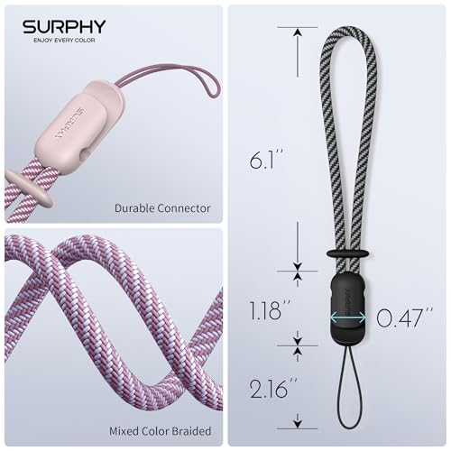 SURPHY 3 Pack Phone Wrist Strap, Phone Lanyard with Cellphone Tether Tab - color: Black & Lilac & Pink