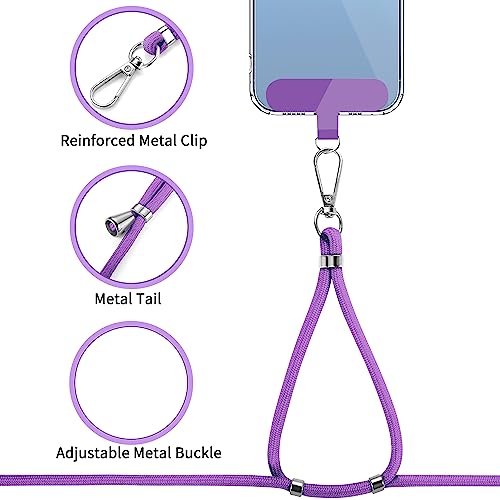 CACOE Phone Lanyard, Dark Purple, 2 Pcs - color: Dark Purple, size: 30"（Neck Strap×1）+8"（Wrist Strap×1）