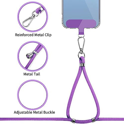 CACOE Phone Lanyard, Dark Purple, 2 Pcs - color: Dark Purple, size: 30"（Neck Strap×1）+8"（Wrist Strap×1）