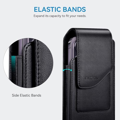 nuoku Phone Holster for Men Belt with Card Holder for iPhone Air 17/16/15/14/13/12/11 Pro Max, Cell Phone Belt Holder for Men Compatible with Samsung Galaxy S25, S24, S23 A54 A53 A52 (Black) - color: Black