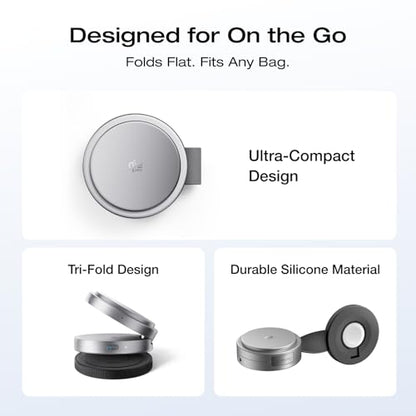 EF ECOFLOW Rapid Mag 3-in-1 Magnetic Wireless Charging Station, Qi2.2 25W Foldable MagSafe Charger Stand for iPhone 17/16/15, Apple Watch & AirPods, Travel-Ready, with 45W Adapter, Black - color: Black