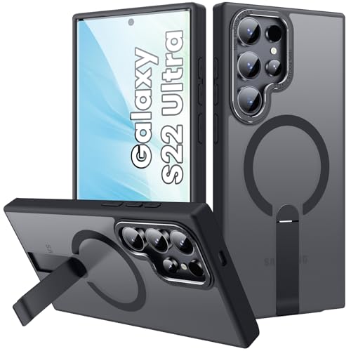 for S22-Ultra Case, Strong Magnetic Compatible with MagSafe for Samsung Galaxy S22 Ultra Case, Adjustable Kickstand, Matte Translucent Slim Protective Phone Case for Galaxy S22 Ultra, Black - color: Black, size: Galaxy S22 Ultra 6.8"