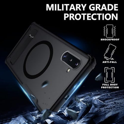 TIANNIUKE Magnetic Case for Samsung Galaxy Note 10,Compatible with MagSafe,Adjustable Kickstand,Translucent Matte Anti-Fingerprint,Shockproof Protective Phone Case - color: Kickstand Black, size: Galaxy Note 10
