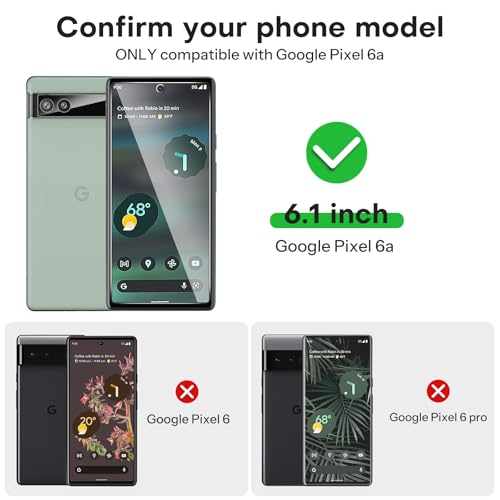 OMOTON 3+2 Pack Screen Protector for Google Pixel 6a (6.1 Inch 2022 Release), 3 Pack Tempered Glass Screen Protector & 2 Pack Camera Lens Protector, Bubble Free/Scratch Resistant - size: Pixel 6a-61''