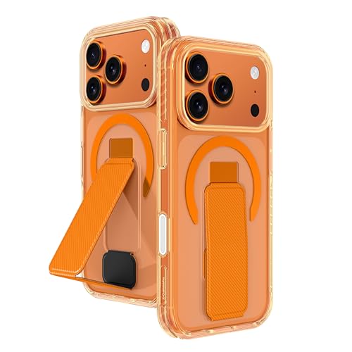 AMAZINGthing for iPhone 17 Pro Max [Titan Pro+ Case], Designed for MagSafe Accessories, 12FT Drop Proof, Magnetic Phone Cover with Built-in Kickstand, Anti Yellowing, Transparent, Orange - color: Orange, size: iPhone 17 Pro Max
