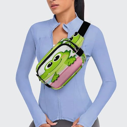 Bathtub Gator Fanny Packs for Women Men Double Layer Fashion Waist Pack Adjustable Belt Bag with Pockets Small Crossbody Bags for Running Hiking Workout Travel Daily Use