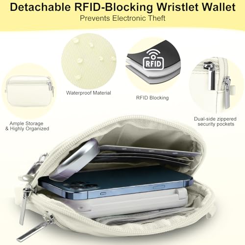 Phone Lanyard Crossbody with Detachable RFID Wallet (Beige, Large) - color: Beige, size: Large