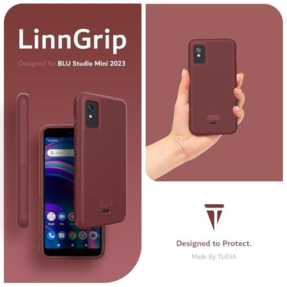 TUDIA LinnGrip Compatible with BLU Studio Mini (2023) Phone Case, [Enhanced Grip] Ultra Slim Fit Shockproof Matte TPU Soft Protective Phone Case Cover (Burgundy) - color: Burgundy