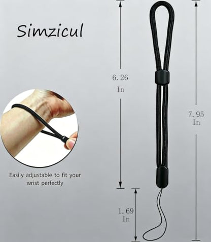 5 Pack Adjustable Wrist Straps, Black Nylon Hand Lanyards, Anti-Lost Wristlet Tether with Adjustable Slider for Cell Phones, Cameras, GoPro, USB Drives, Keys - Universal Fit