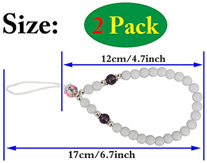 Cell Phone Lanyard Strap Bling Crystal Beads Hand Wrist Lanyard - color: 17cm/Black+white
