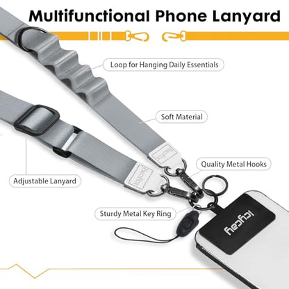 Icycay Phone Lanyard Crossbody Strap Neck Adjustable Teacher Women Gray - color: 1 Silver Gray