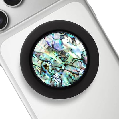 Clear Crystal Natural Sea Shell Mother of Pearl Magnetic Phone Grip Compatible with Magsafe，Collapsible Mobile Phones Stand Holder for Smartphone Tablet Cell Phone Accessory - Green - color: Green