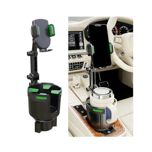 Adjustable Cup Holder Phone Mount 2-in-1 Vehicle Stand Green - color: Green
