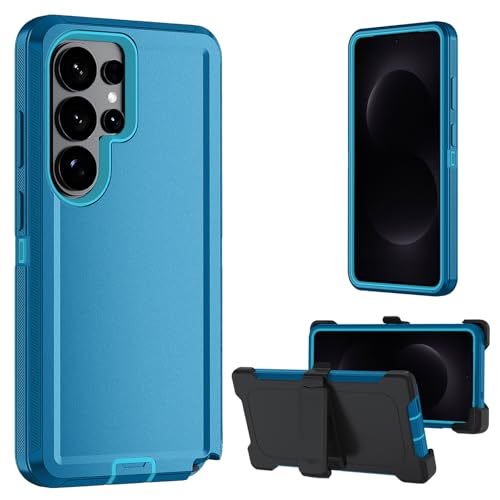 FOR Samsung Galaxy S26 ultra case, S26 ultra Heavy Duty case,with A Tempered Glass Screen Protector, [Military Grade Protective ] [Shockproof] [Dropproof] [Dust-Proof] (with Belt Clip-Lake Blue) - color: with Belt Clip-Lake Blue
