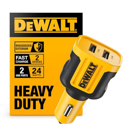 DEWALT Heavy Duty USB Car Charger Adapter, 24W, Cigarette Lighter Adapter - size: 2-Ports-USB A